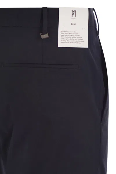 Pt Torino Blue Virgin Wool And Cashmere Trouser In Blue
