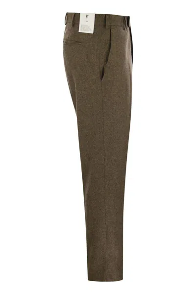 Pt Torino Biscuit Stretch Wool Blend Pant In Brown