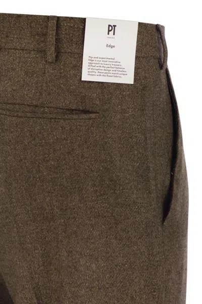 Pt Torino Biscuit Stretch Wool Blend Pant In Brown
