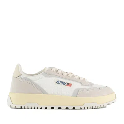 Shop Autry Marshmallow And White Mesh And Suede Wildpace Low Sneakers