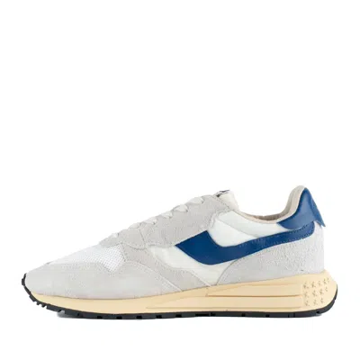 Autry 'reelwind Super Vintage' Grey Sneakers With Logo Patch On The Tongue And Contrasting Heel In White, Blue