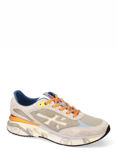 Premiata Moerun Sneakers In Taupe Suede And Fabric In Grey
