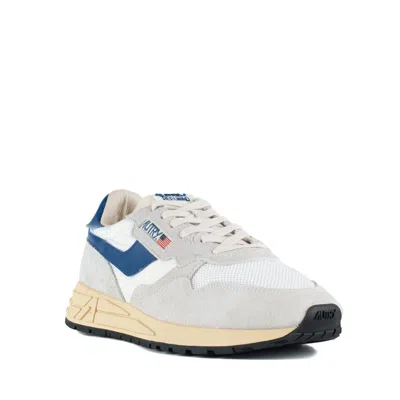 Autry 'reelwind Super Vintage' Grey Sneakers With Logo Patch On The Tongue And Contrasting Heel In White, Blue