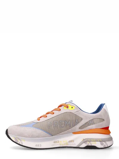 Premiata Moerun Sneakers In Taupe Suede And Fabric In Grey