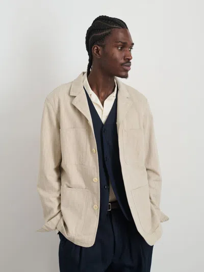 Alex Mill Arthur Work Jacket In Cotton Linen Twill In Flax Ivory