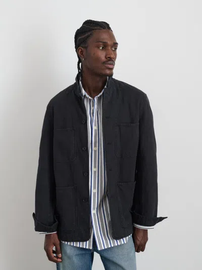 Alex Mill Arthur Work Jacket In Cotton Linen Twill In Washed Black