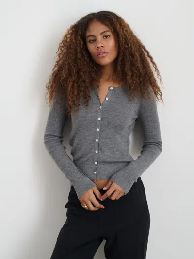 Alex Mill Ava Cardigan In Extrafine Merino Wool In Medium Heather Grey