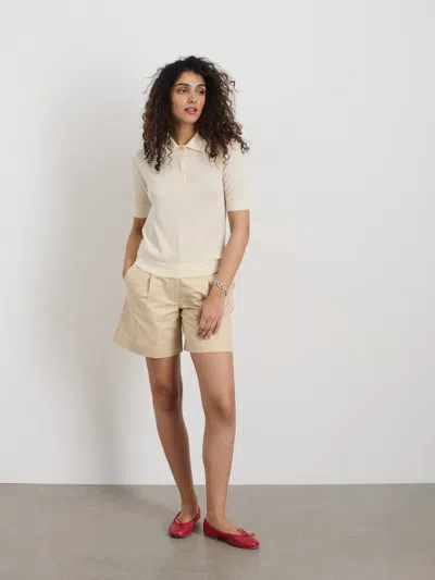 Alex Mill Ava Short Sleeve Polo In Extrafine Merino Wool In Lemon Sorbet