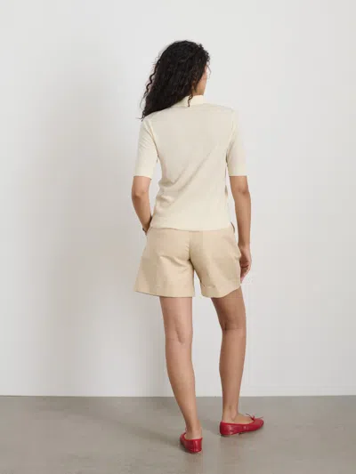 Alex Mill Ava Short Sleeve Polo In Extrafine Merino Wool In Lemon Sorbet