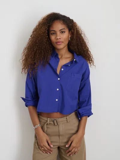 Alex Mill Cropped Jo Shirt In Cotton Poplin In Royal Blue