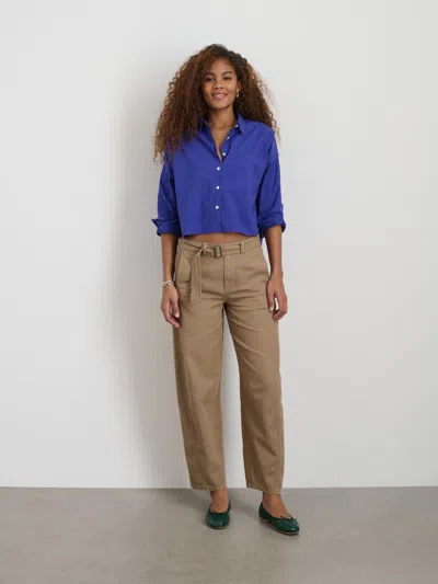 Alex Mill Cropped Jo Shirt In Cotton Poplin In Royal Blue