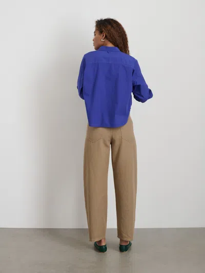 Alex Mill Cropped Jo Shirt In Cotton Poplin In Royal Blue