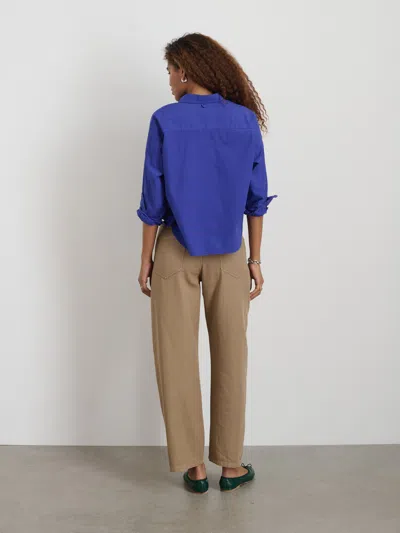 Alex Mill Cropped Jo Shirt In Cotton Poplin In Royal Blue