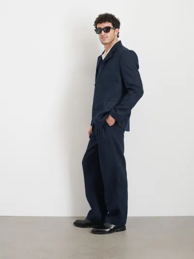 Alex Mill Daniel Four Button Blazer In Linen Herringbone In Navy/black
