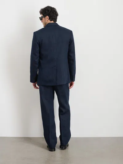 Alex Mill Daniel Four Button Blazer In Linen Herringbone In Navy/black