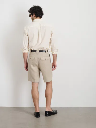 Alex Mill Daniel Pleated Shorts In Linen Herringbone In Flax