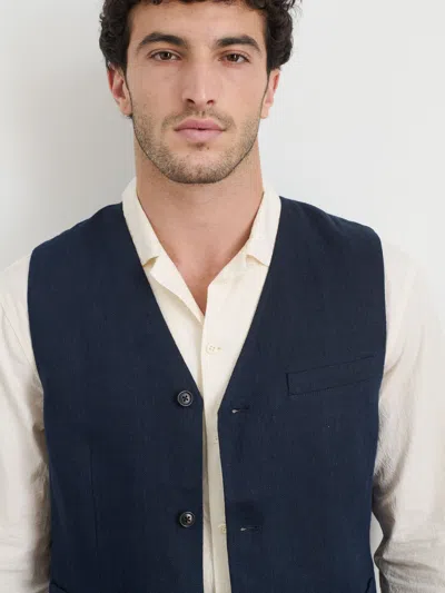 Alex Mill Daniel Vest In Linen Herringbone In Navy/black