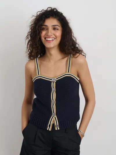 Alex Mill Emmy Cami In Cotton In Dark Navy Combo