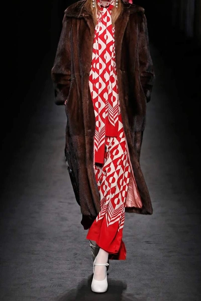 Shop Gucci Printed Fur Coat In Lrowe