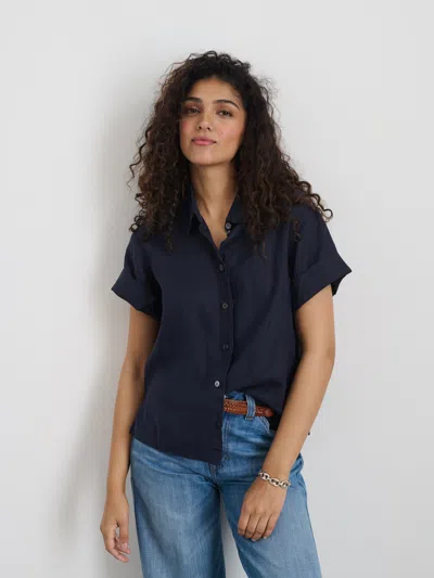 Alex Mill Maddie Shirt In Linen In Dark Navy
