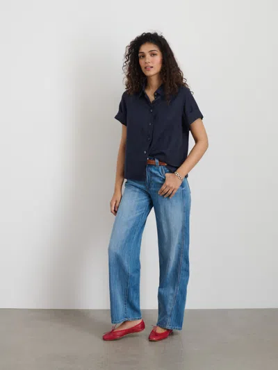 Alex Mill Maddie Shirt In Linen In Dark Navy