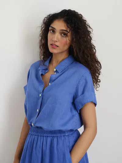 Alex Mill Maddie Linen Button-up Shirt In Ultramarine