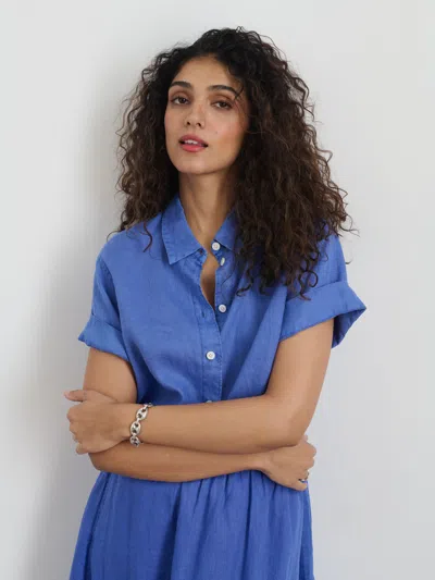 Alex Mill Maddie Linen Button-up Shirt In Ultramarine