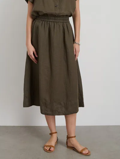 Alex Mill Maddie Skirt In Linen In Deep Moss