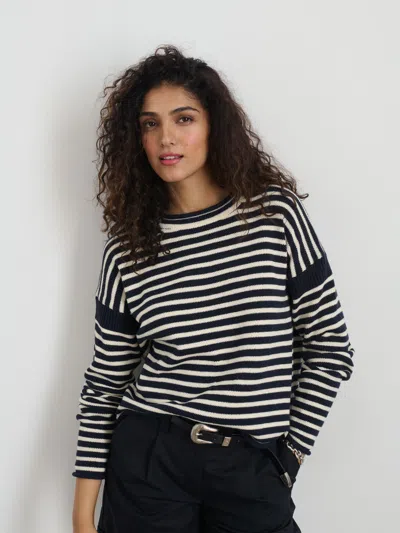 Alex Mill Mariner Striped Rollneck Sweater In Cotton In Navy/ivory