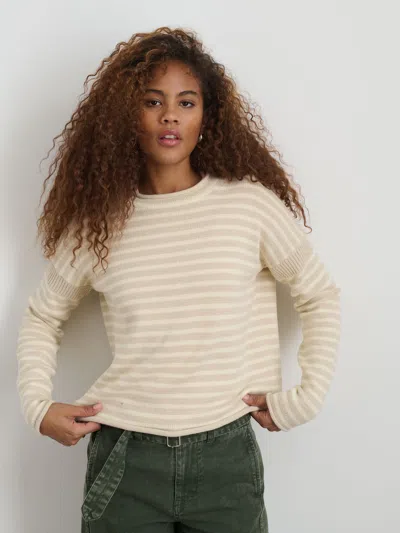 Alex Mill Mariner Striped Rollneck Sweater In Cotton In Light Bone/ivory