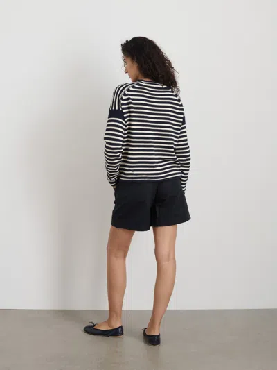 Alex Mill Mariner Striped Rollneck Sweater In Cotton In Navy/ivory