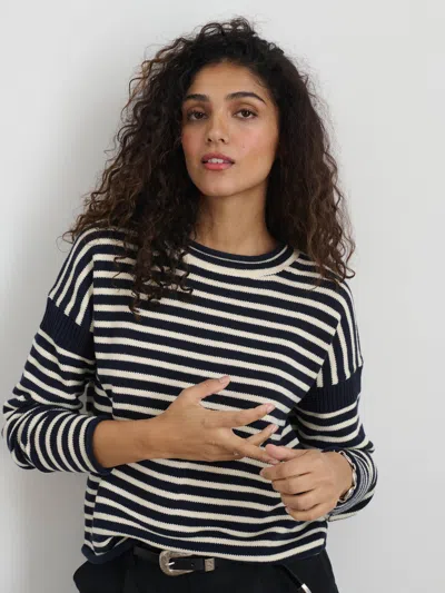 Alex Mill Mariner Striped Rollneck Sweater In Cotton In Navy/ivory