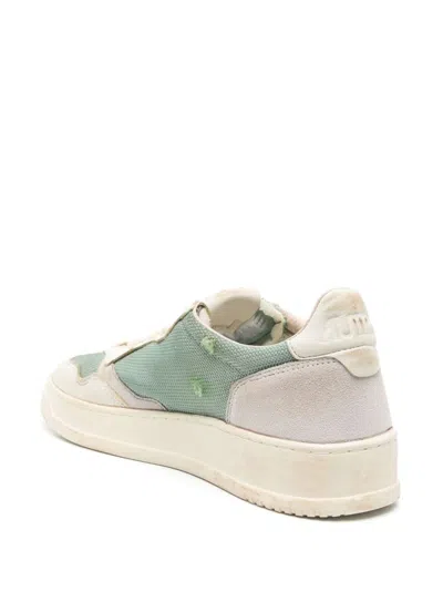 Autry Leather Perforated Toe Low Top Sneakers In Green