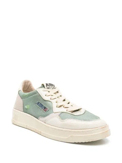Autry Leather Perforated Toe Low Top Sneakers In Green