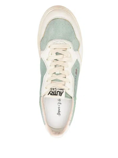 Autry Leather Perforated Toe Low Top Sneakers In Green