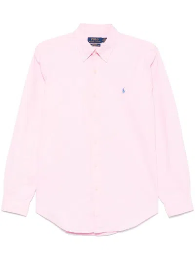 Polo Ralph Lauren Classic Fit Solid Pink Linen Button-down Shirt In Pink