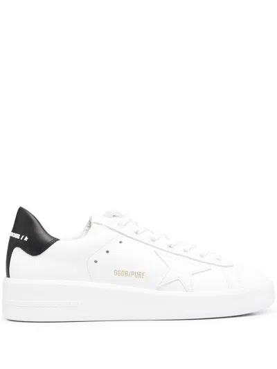 Golden Goose Leather Sneakers With Back Contrasting Patch In White