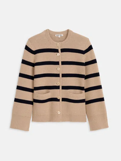Alex Mill Provence Stripe Sweater Jacket In Cotton Cashmere In Cornsilk/navy