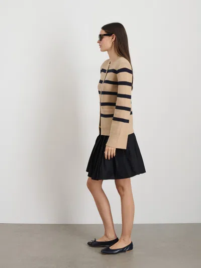 Alex Mill Provence Stripe Sweater Jacket In Cotton Cashmere In Cornsilk/navy
