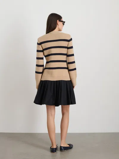Alex Mill Provence Stripe Sweater Jacket In Cotton Cashmere In Cornsilk/navy