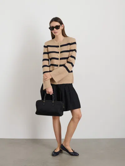Alex Mill Provence Stripe Sweater Jacket In Cotton Cashmere In Cornsilk/navy