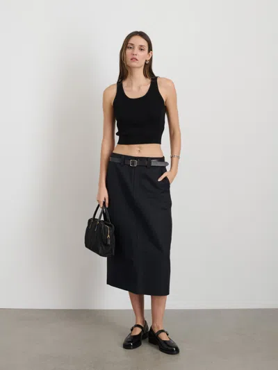 Alex Mill Soho Midi Skirt In Cotton Linen In Black
