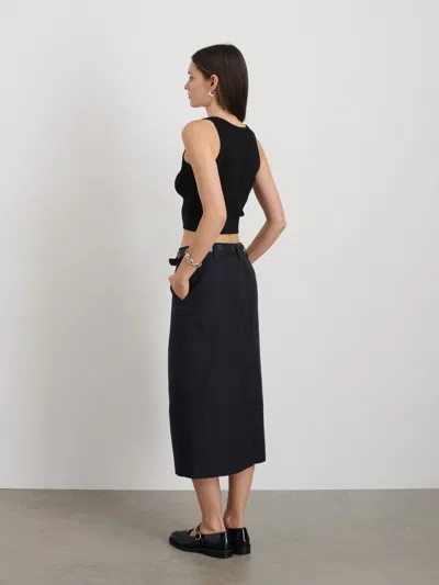 Alex Mill Soho Midi Skirt In Cotton Linen In Black