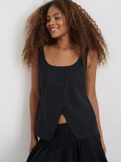 Alex Mill Soho Scoop Vest In Linen Cotton In Black