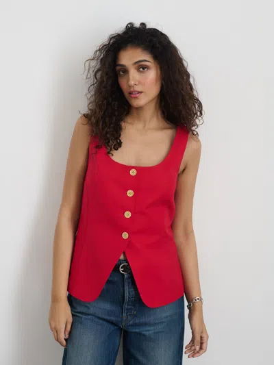 Alex Mill Soho Scoop Vest In Linen Cotton In Crimson