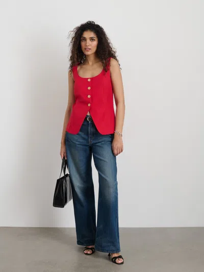 Alex Mill Soho Scoop Vest In Linen Cotton In Crimson