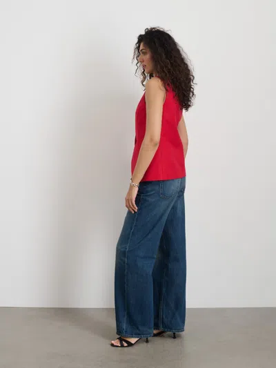 Alex Mill Soho Scoop Vest In Linen Cotton In Crimson