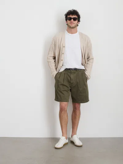 Alex Mill Standard Pleated Short In Chino In Deep Moss