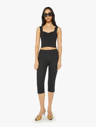 Mother Stunner Bunny Snip High Waist Zip Hem Capri Jeans In Black