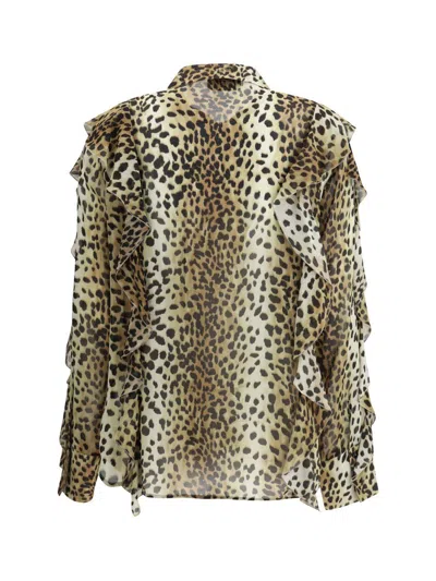 Blumarine Printed Georgette Shirt In Multicolour